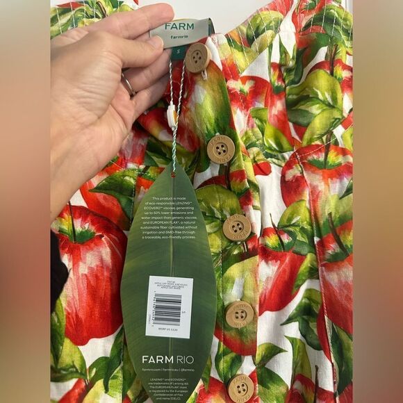 FARM Rio Off-White Apple LENZING™ ECOVERO™ Euroflax™ Midi Dress. NWT - Picture 8 of 8